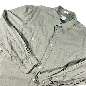 J.Crew Shirt Men XL Tailored Fit Olive Green Cotton Long Sleeve Workwear Pockets